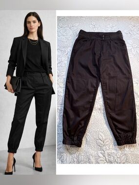 Nili Lotan French Military Jogger Pants Black Stretch Cotton Twill Sz 10🧡